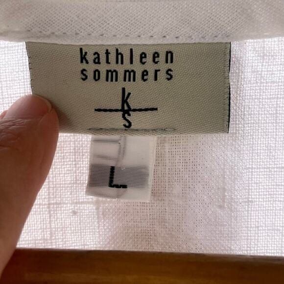 Kathleen Sommers Women's White 100% Linen Jacket Size L - Picture 6 of 7